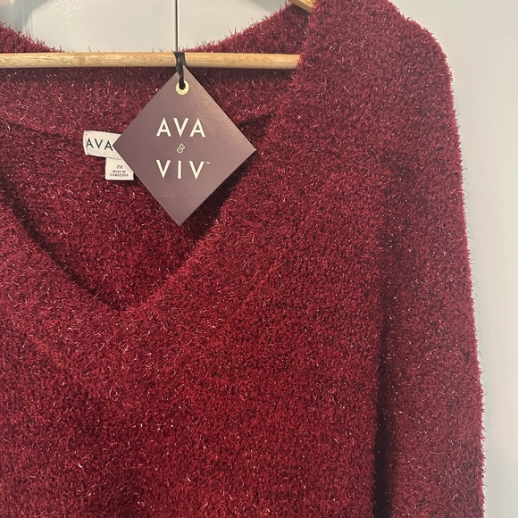 New! Red Tinsel Sweater - 2X - Picture 3 of 4